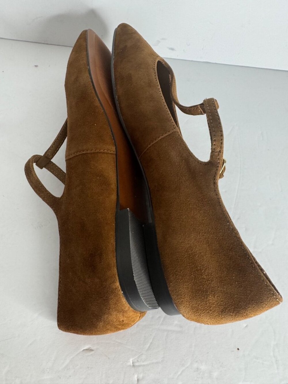 Madewell The Mylie T-Strap Flat Shoes Tan Suede Size 8 New - Picture 6 of 7